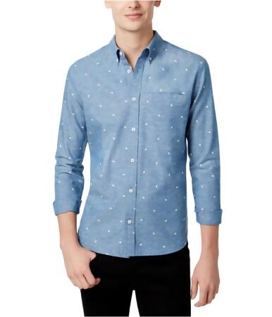Wht Space Mens Printed Pocket Button Up Shirt - S