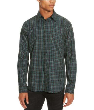Kenneth Cole Mens Frons Juniper Check Button Up Shirt - M
