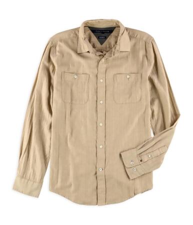 Tommy Hilfiger Mens Herringbone Button Up Shirt - M