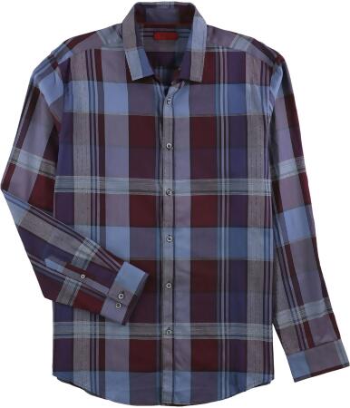 Alfani Mens Plaid Button Up Shirt - L