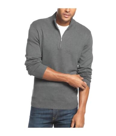 John Ashford Mens Ribbed Quarter-Zip Pullover Sweater - S