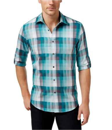 Alfani Mens Owen Plaid Button Up Shirt - M