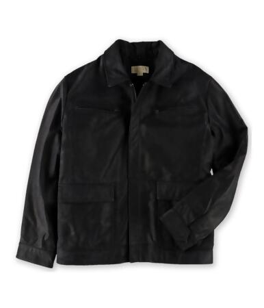 Michael Kors Mens Genuine Leather Faux-Sherpa Bomber Jacket - 2XLT