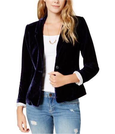 Kensie Womens Velvet One Button Blazer Jacket - S