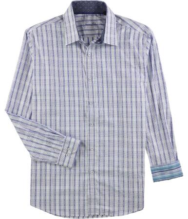 Tasso Elba Mens Grid Button Up Dress Shirt - 17 1/2