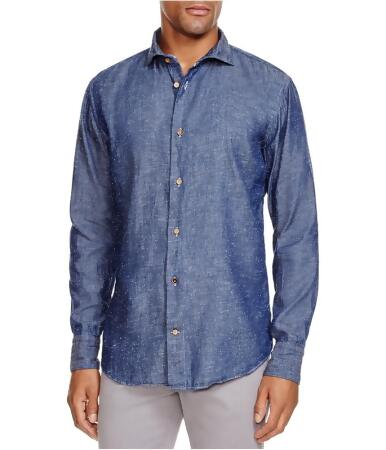 Eleventy Mens Fleck Denim Button Up Dress Shirt - 17 1/2