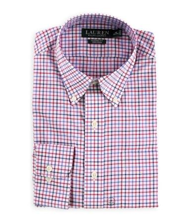 Ralph Lauren Mens Checkered Non-Iron Button Up Dress Shirt - 15