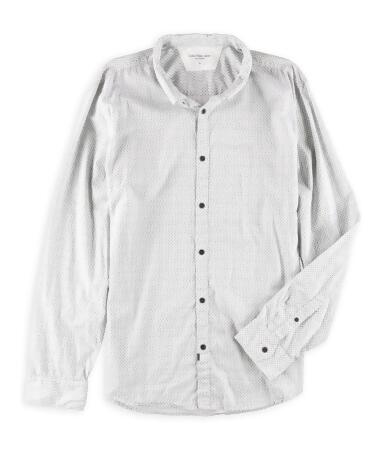 Calvin Klein Mens Dobby Long Sleeve Button Up Shirt - XL