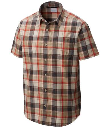 Columbia Mens Madras Plaid Button Up Shirt - S