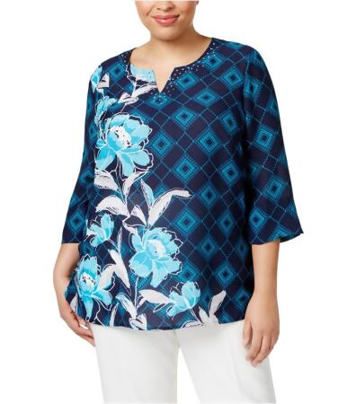 Alfred Dunner Womens Floral Pullover Blouse - 20W