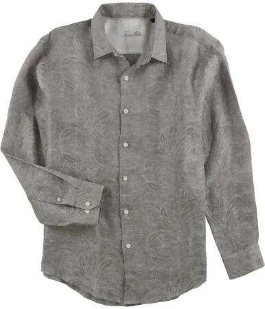 Tasso Elba Mens Marled Button Up Shirt - L