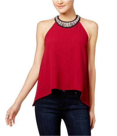 Miss Chievous Womens Asymmetrical-Hem Halter Blouse - L