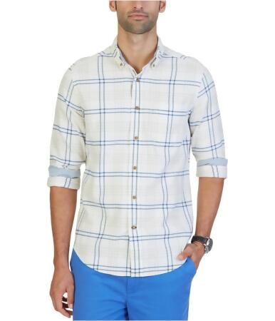 Nautica Mens Large Coastal Plaid Button Up Shirt - L