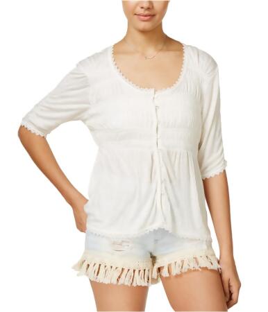 American Rag Womens Smocked High-Low Peasant Knit Blouse - XS