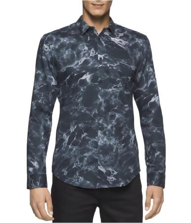 Calvin Klein Mens Marble Button Up Shirt - L