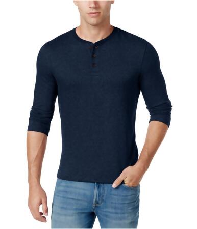 Club Room Mens Long Sleeve Herringbone Henley Shirt - L