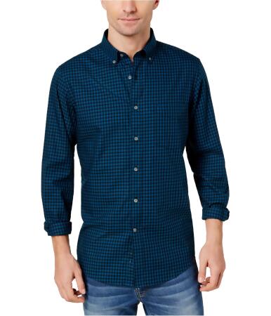 Club Room Mens Gingham Long Sleeve Button Up Shirt - S