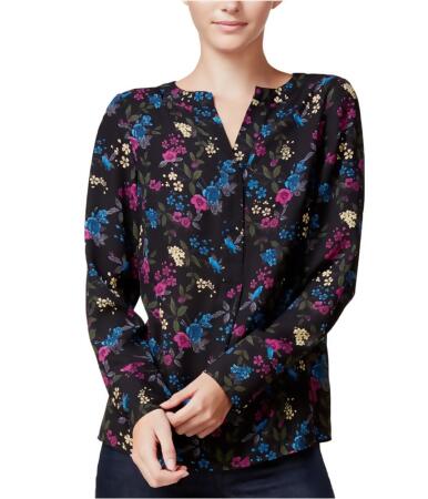 Kensie Womens Floral Knit Blouse - L