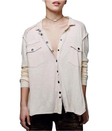 Free People Womens Relaxed-Fit Button Up Shirt - XS