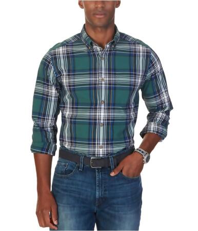 Nautica Mens Caspian Plaid Button Up Shirt - XL