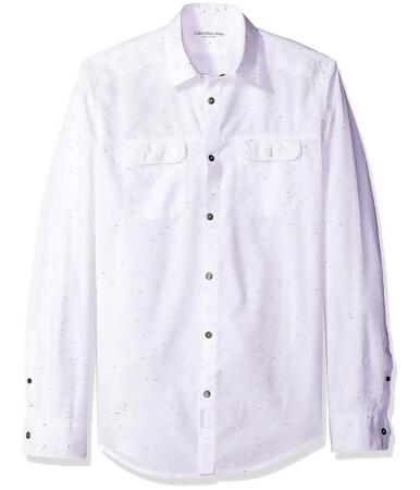 Calvin Klein Mens Double Speckled Button Up Shirt - 2XL