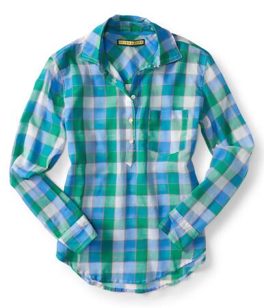 Aeropostale Mens Half Placket Button Up Shirt - L