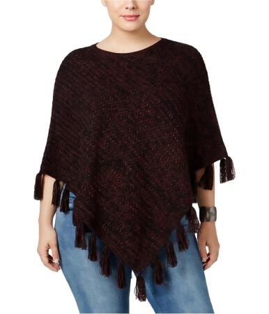 Style Co. Womens Fringe Poncho Sweater - 1X