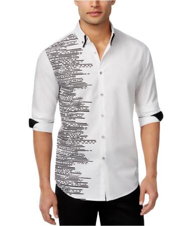 I-n-c Mens Lateral Graphic Button Up Shirt - L