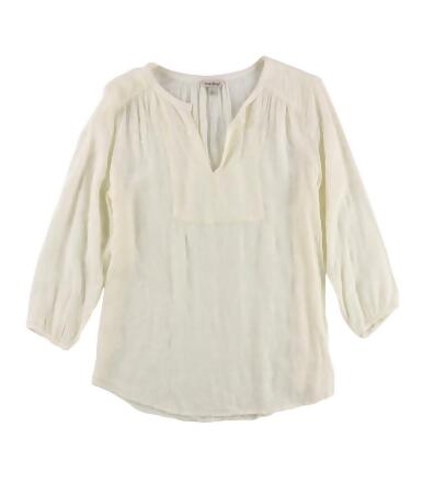 Lucky Brand Womens Embroidered Knit Blouse - L