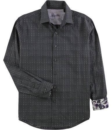 Tasso Elba Mens Contrasting Grid Button Up Shirt - S