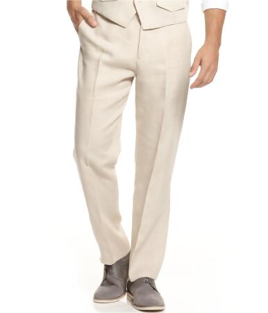 Tasso Elba Mens Flat Front Linen Casual Trousers - 36