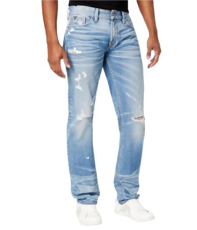 Guess Mens Whiskered Straight Leg Jeans - 36