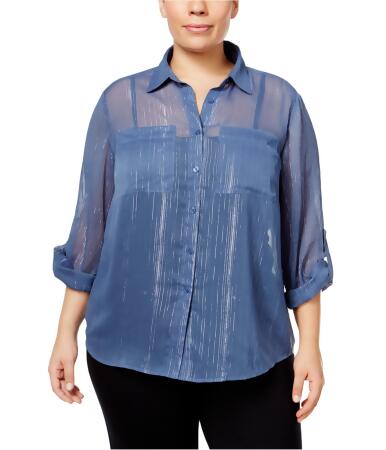 Michael Kors Womens Metallic Button Up Shirt - 0X