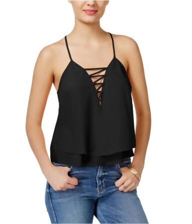 Guess Womens Lace-Up Layered Knit Blouse - L