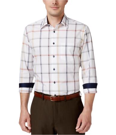 Tasso Elba Mens Santino Check Button Up Shirt - L