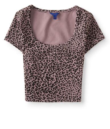 Aeropostale Womens Leopard Crop Basic T-Shirt - XS