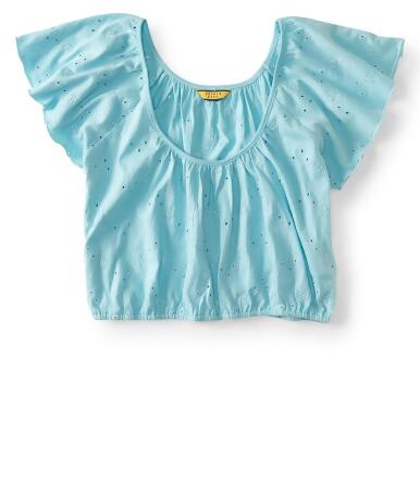 Aeropostale Womens Embroidered Crop Basic T-Shirt - L