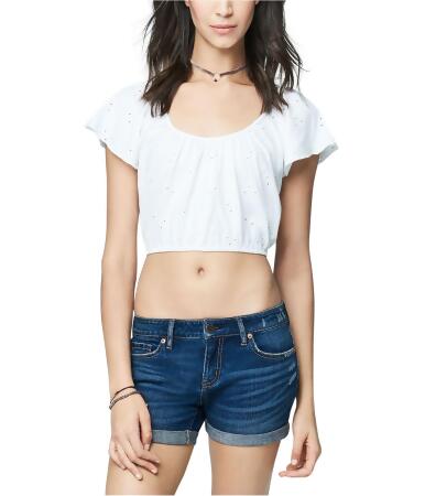 Aeropostale Womens Embroidered Crop Basic T-Shirt - L