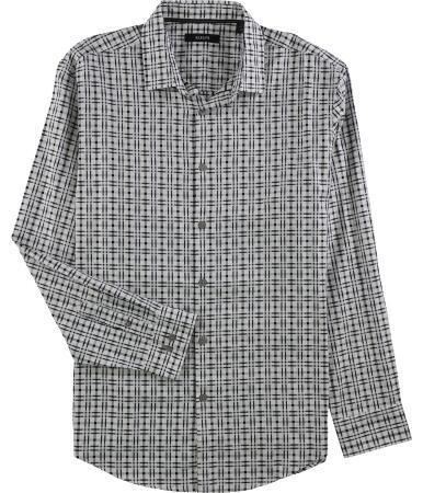 Alfani Mens Houghson Dobby Button Up Shirt - L
