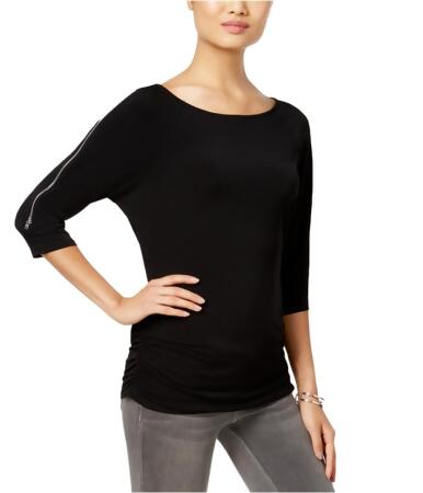 I-n-c Womens Zip Trim Basic T-Shirt - PS