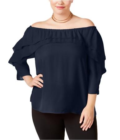 Ny Collection Womens Ruffled Pullover Blouse - 1X