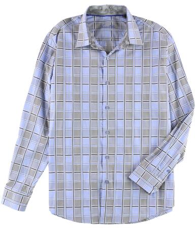 Tasso Elba Mens Checked Paisley Button Up Dress Shirt - 16 1/2