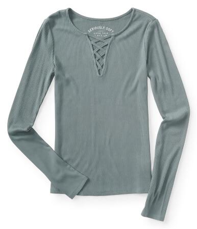 Aeropostale Womens Lace Up Basic T-Shirt - XL