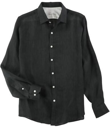 Tasso Elba Mens Textured Linen Button Up Shirt - L