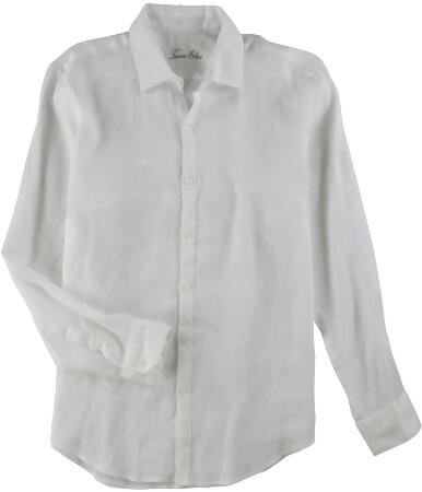 Tasso Elba Mens Textured Linen Button Up Shirt - S