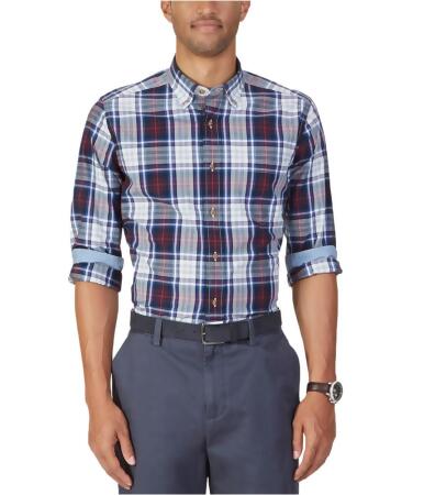 Nautica Mens Plaid Button Up Shirt - L