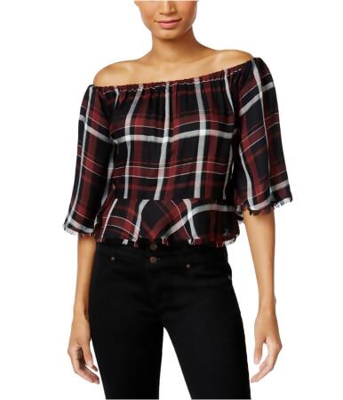 Buffalo David Bitton Womens Sealey Plaid Knit Blouse - M