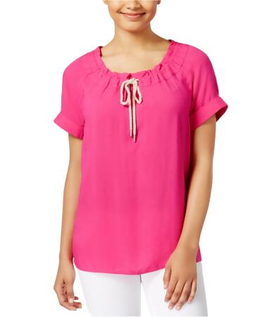 G.h. Bass Co. Womens Drawstring-Neck Pullover Blouse - L