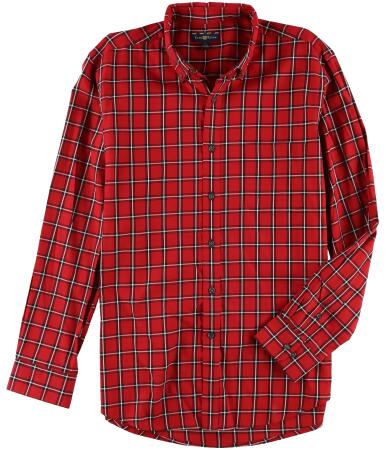 Club Room Mens Basic Plaid Button Up Shirt - L