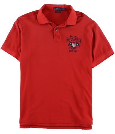 Ralph Lauren Mens Embroidered Flag Rugby Polo Shirt - S